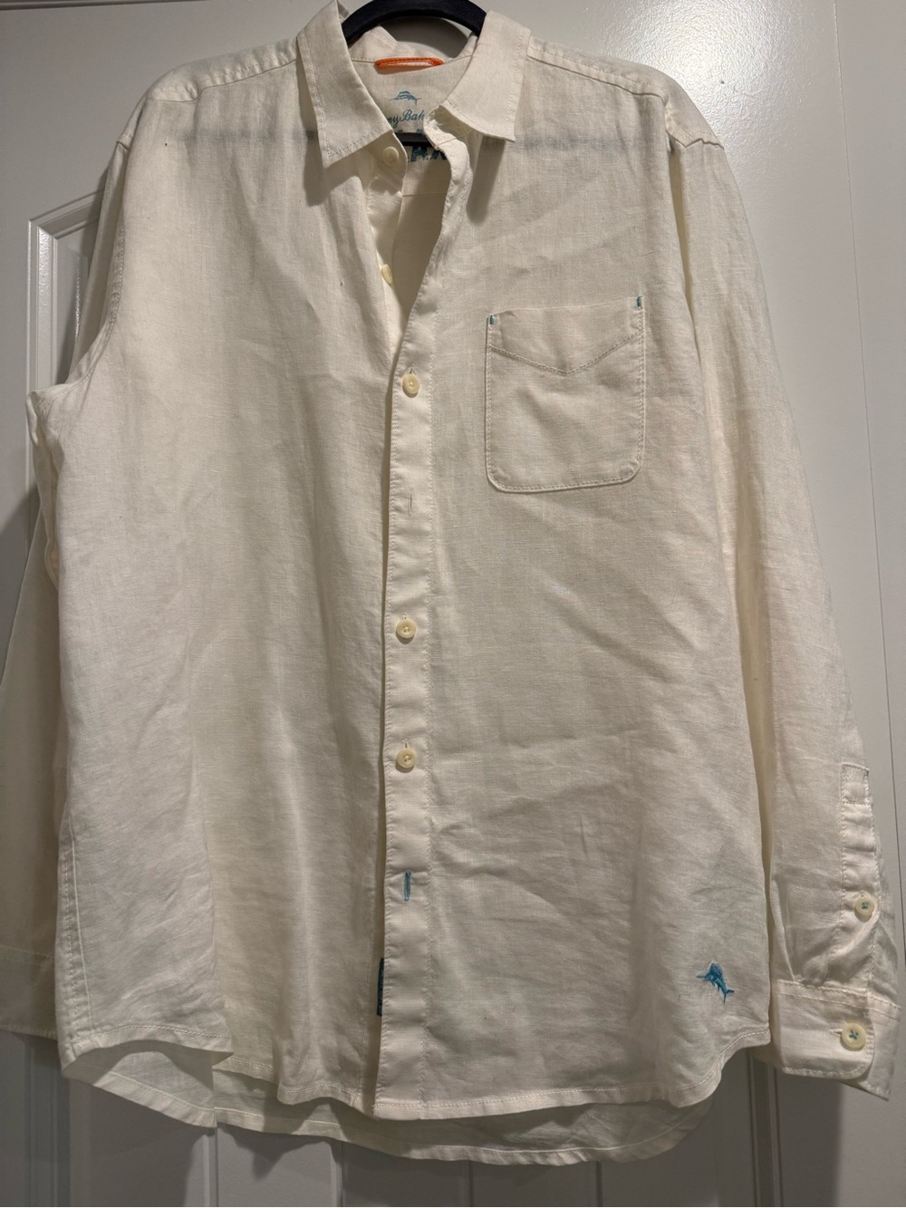 Men's Tommy Bahama Cream Button‑Down Linen Shirt - Casual Classic